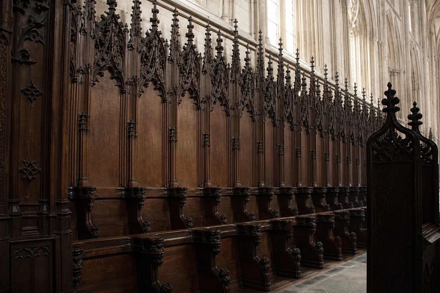 Quire stalls in Westminster Abbey, working church furniture